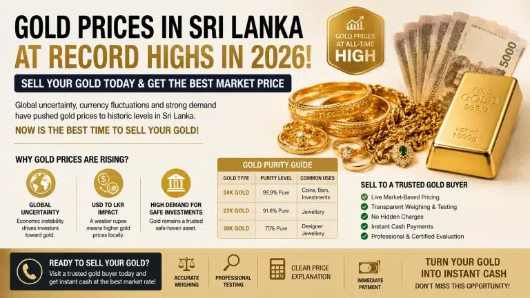 Sri Lanka Gold Prices Surge in 2026 – Is Now the Best Time to Sell Your Gold?