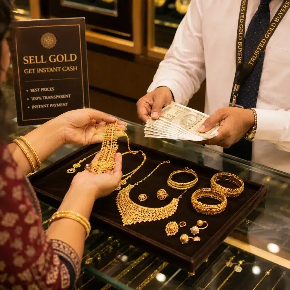 Gold jewellery ready to be sold safely